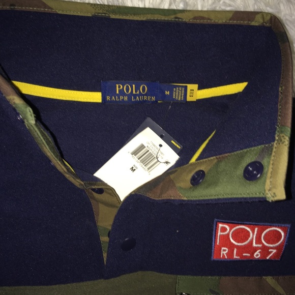 LG Polo Ralph Lauren Camo RLPC 67 Pullover Navy Green Fleece Men's Size LG - Picture 8 of 16